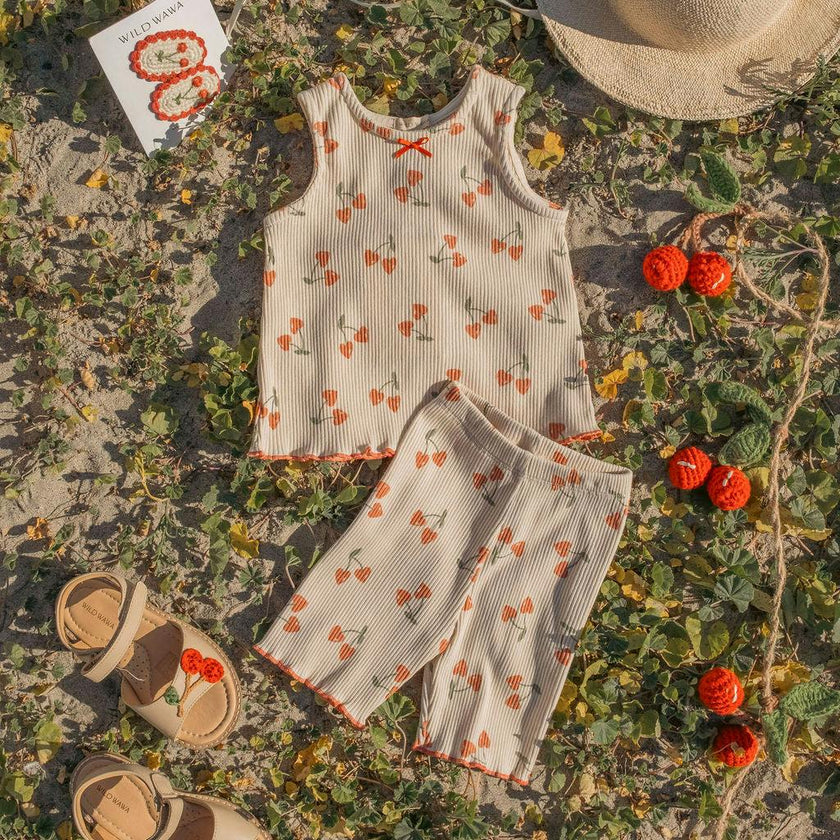 Sleeveless Biker Set in Cherry Crush
