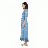 Estelle Womens Fringed Shirtdress Sky White Embroidery, Sky Blue