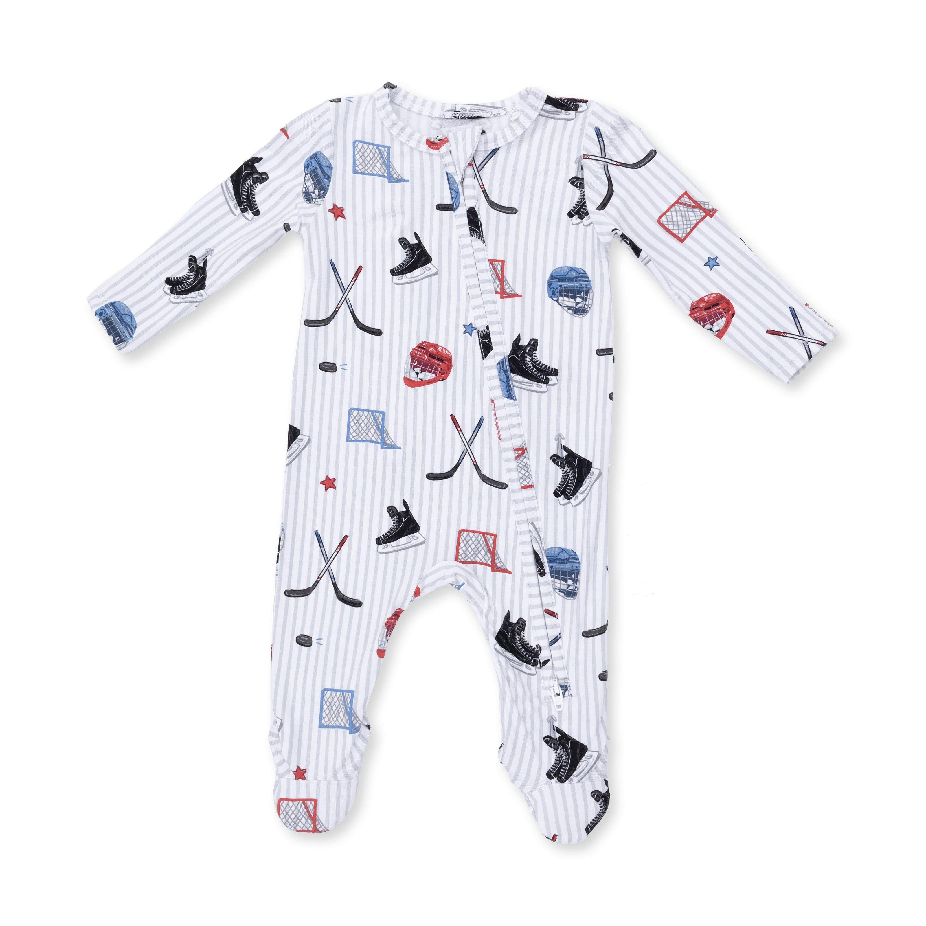 Hockey Stripe - 2 Way Zipper Footie