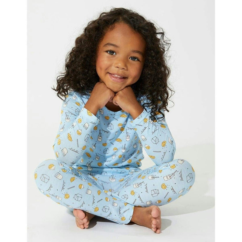 Milk & Cookies Blue Bamboo Kids Pajamas