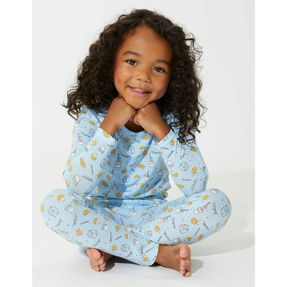 Milk & Cookies Blue Bamboo Kids Pajamas