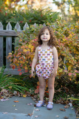 Cross Back Bubble Romper in Cassettes/Stars