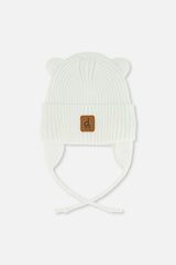 Baby Knit Hat With Strings Off-White