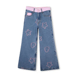 Two‑Tone Jacquard Denim Pants