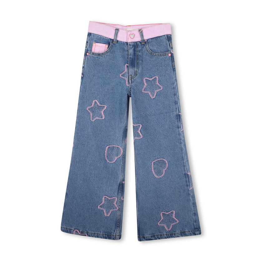 Two‑Tone Jacquard Denim Pants