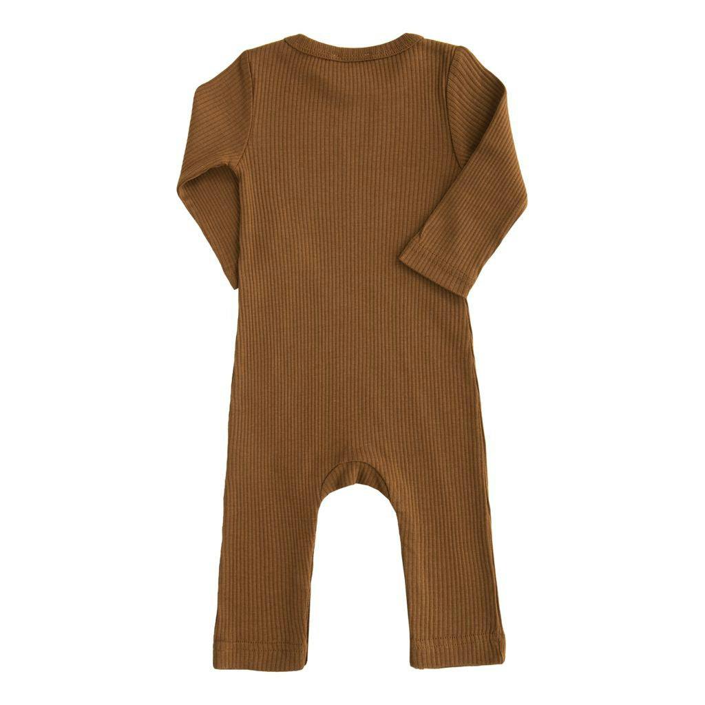 Brown Long-Sleeved Modal Romper