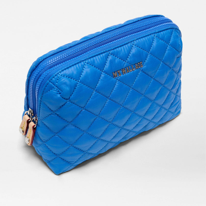 Surf Blue Medium Double Zip Cosmetic