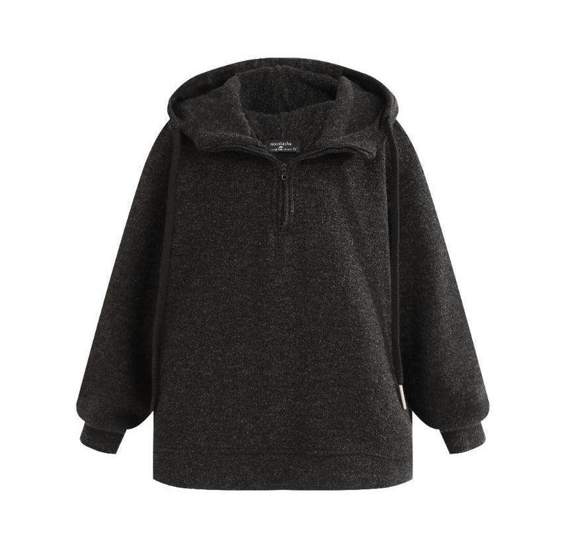 Dark Gray Half-Zip Hooded Sweatshirt