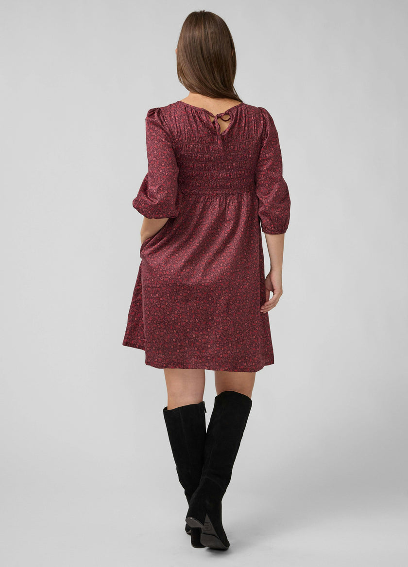Smocked Paisley Cotton Maternity Dress