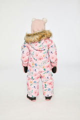 Baby One Piece Snowsuit Adapted For Car Seats Pink Floral Print