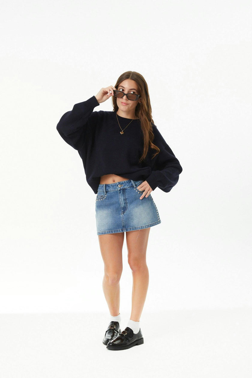 Maya Navy Drop Shoulder Sweater