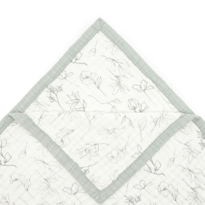Organic Cotton Muslin Quilted Throw - Pencil Floral
