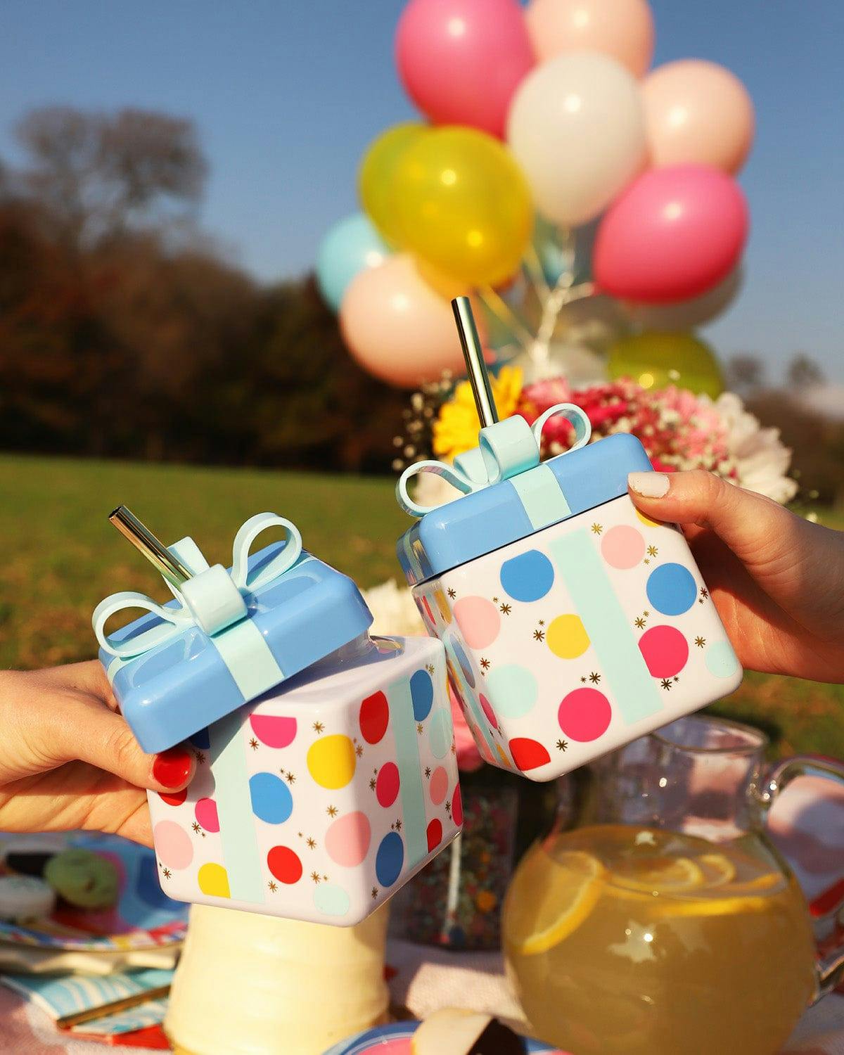 Packed Party Be A Gift Sipper; Reusable Plastic Happy Birthday Present Novelty Tumbler Cup With Straw for Men and Women; Great for Boys Girls and Adults