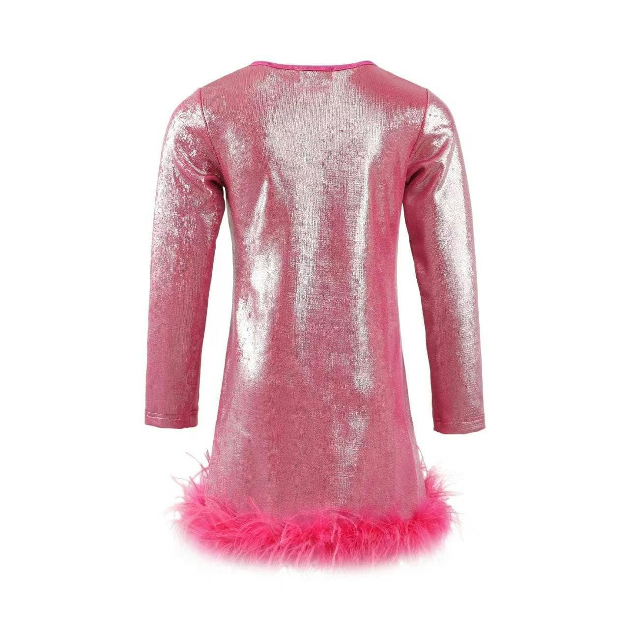 Shimmering Metallic Feather Dress Hot Pink