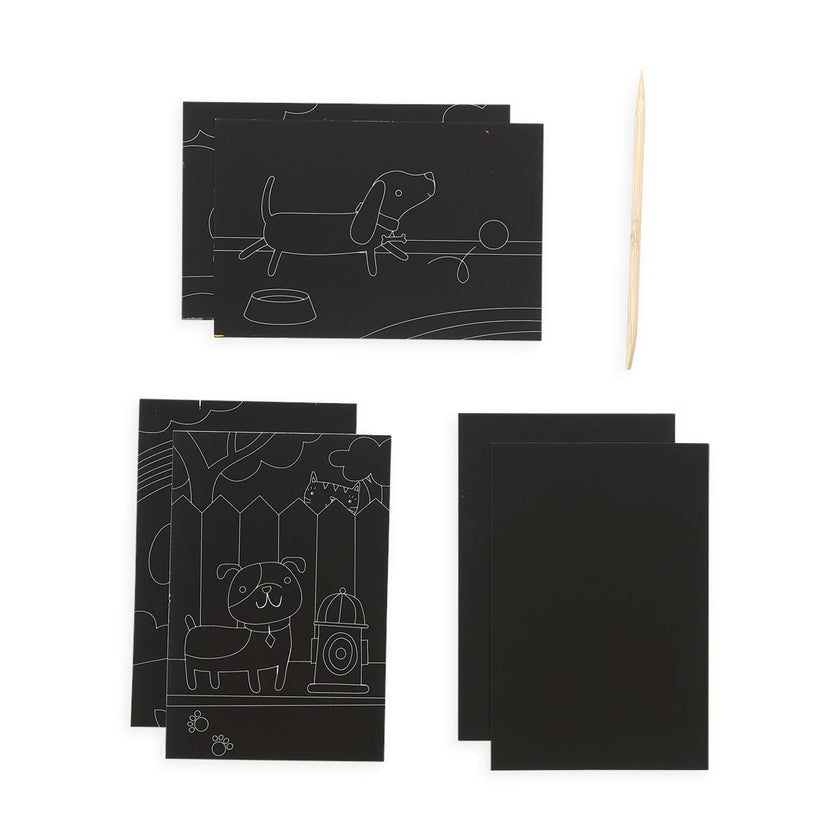 Scratch and Scribble Mini Scratch Art Kit - Playful Pups - 6 Cards