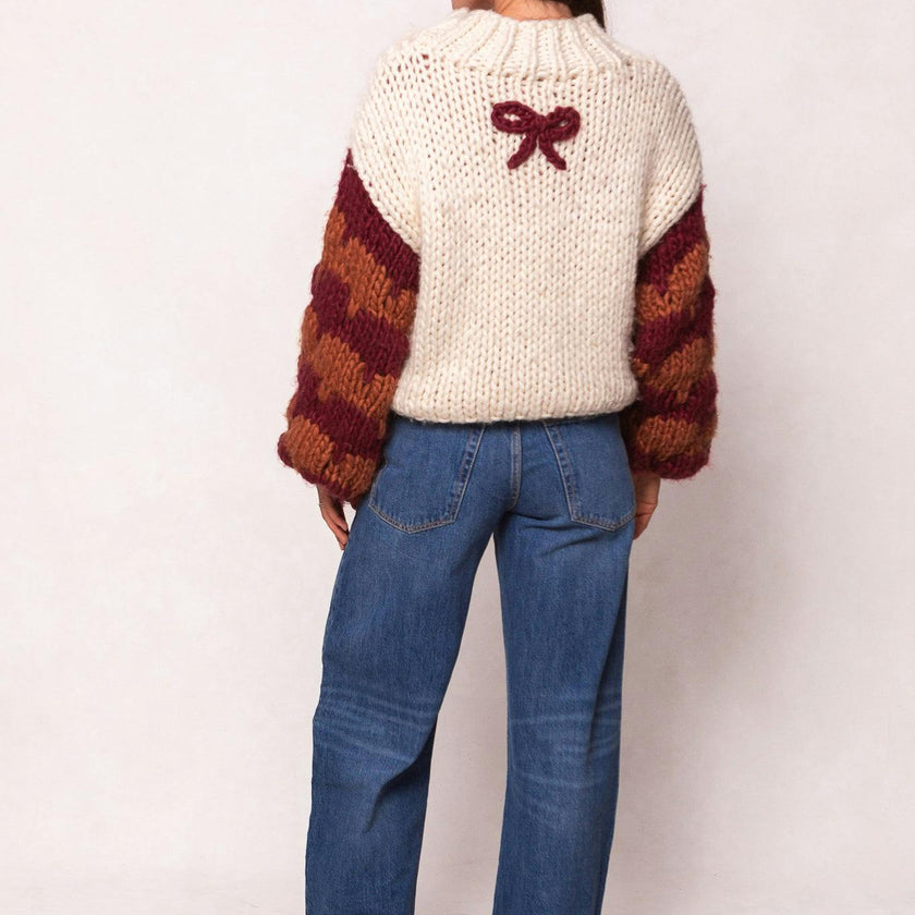 Aimee Sweater in Orange & Cream