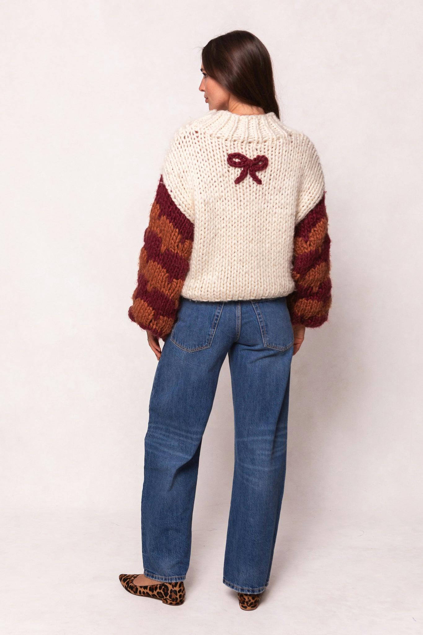 Aimee Sweater in Orange & Cream