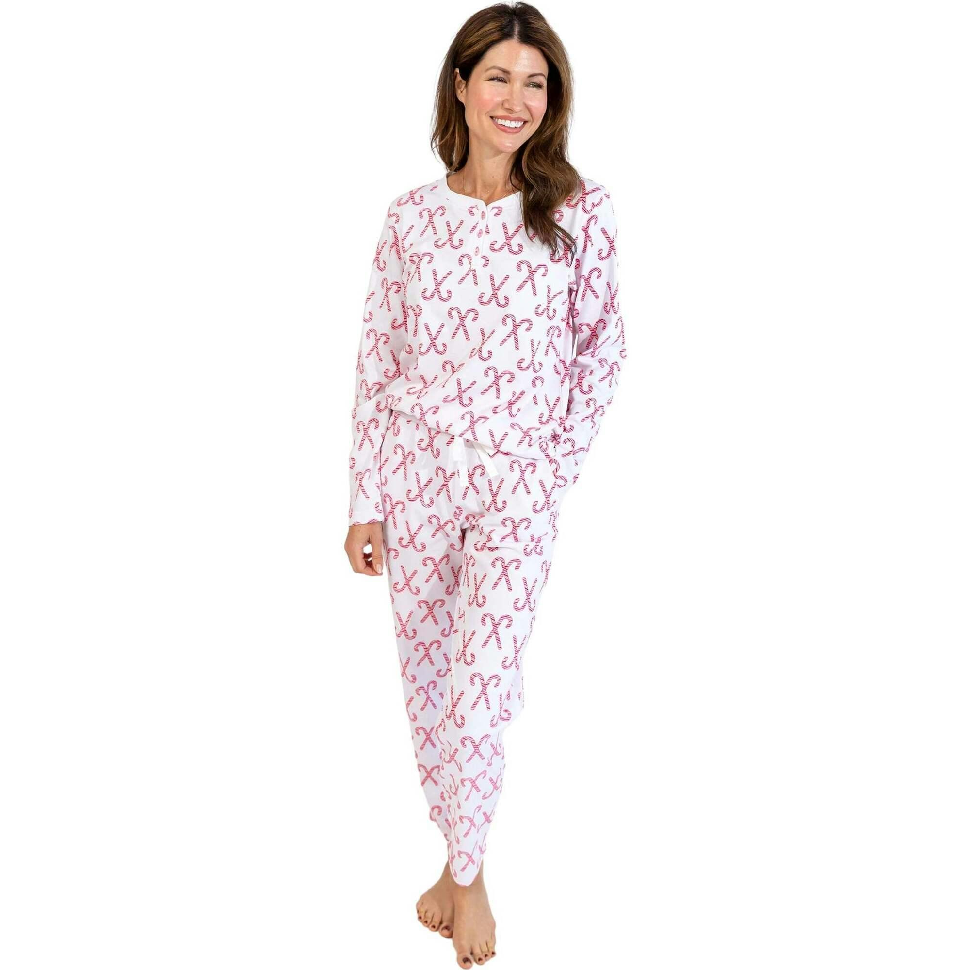 Women's Candy Cane Pajama Shirt and Pant Set