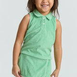 girls gustavia green french terry tennis tank top and skort set