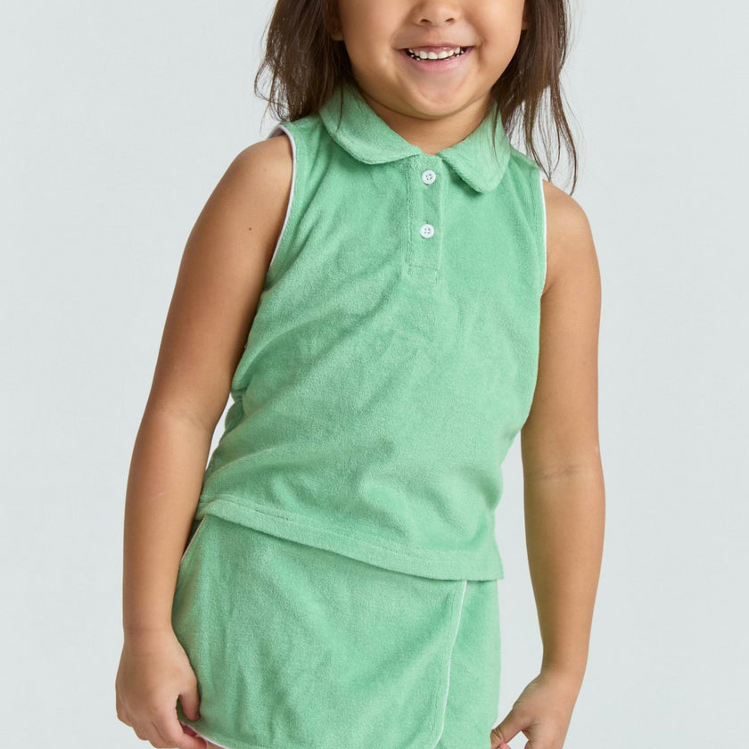 girls gustavia green french terry tennis tank top and skort set