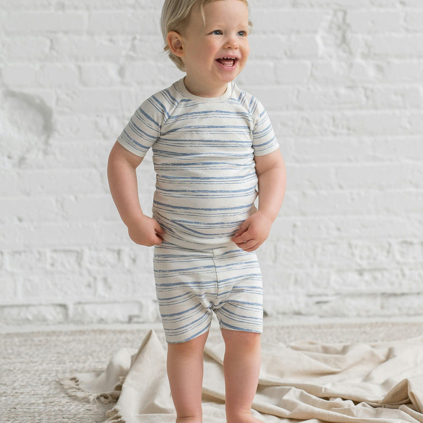 2-Piece Short Sleeve Jammie Set Wave Stripe / Rain