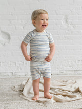 2-Piece Short Sleeve Jammie Set Wave Stripe / Rain