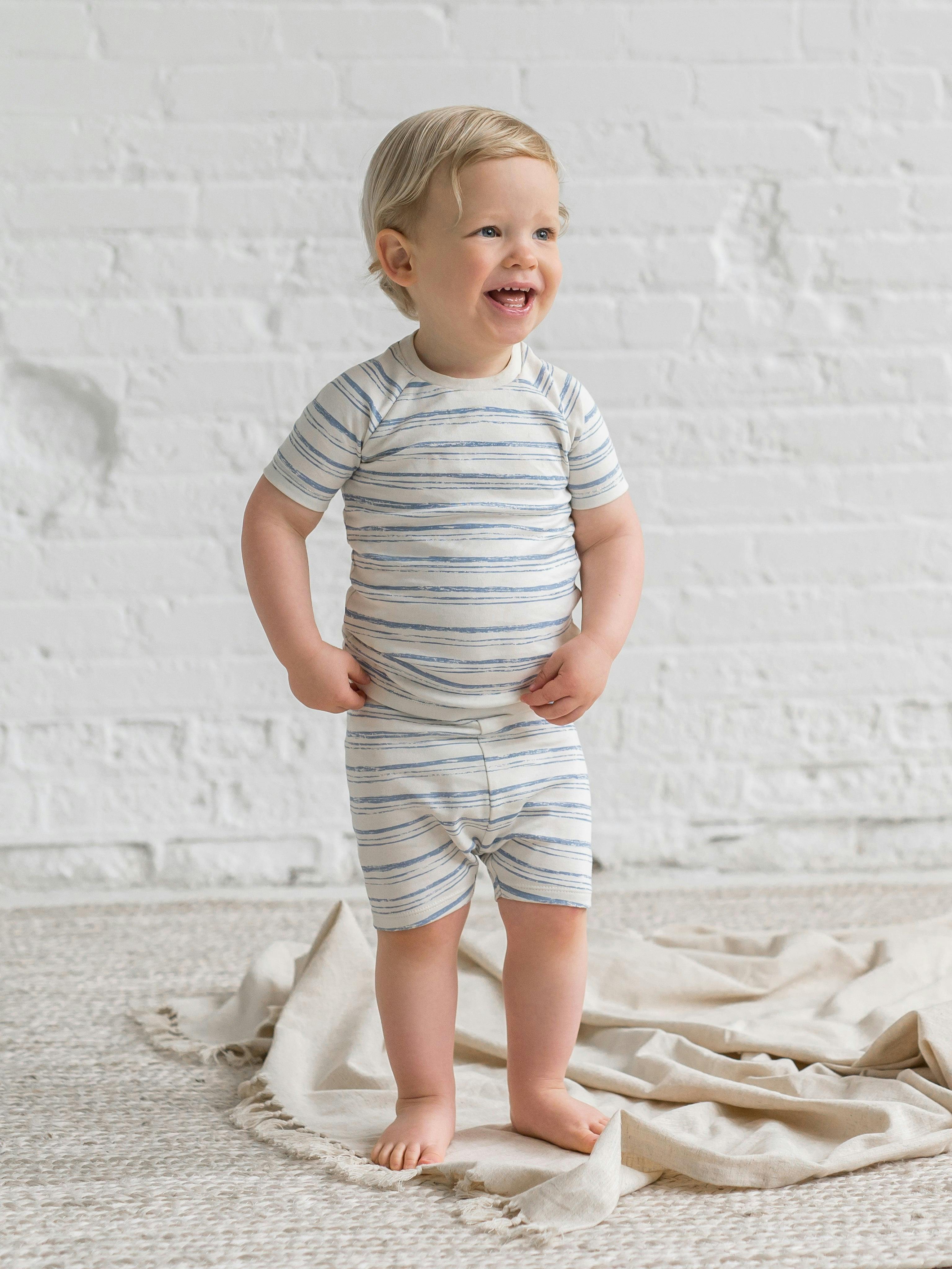 2-Piece Short Sleeve Jammie Set Wave Stripe / Rain