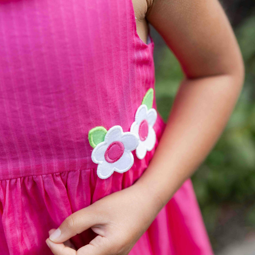 Shimmer Stripe Lawn Dress With Flowers