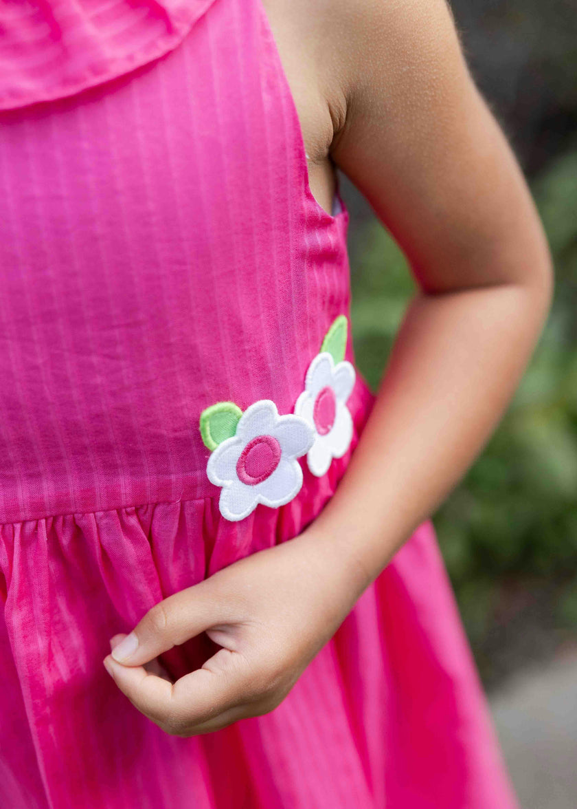 Shimmer Stripe Lawn Dress With Flowers