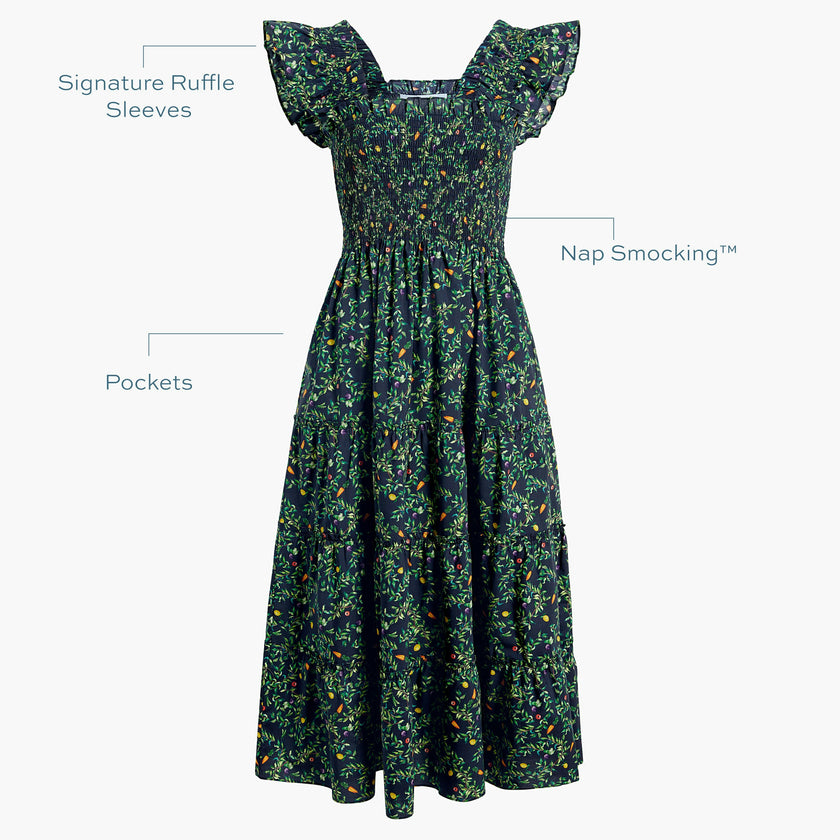 The Ellie Nap Dress - Midnight Garden Poplin