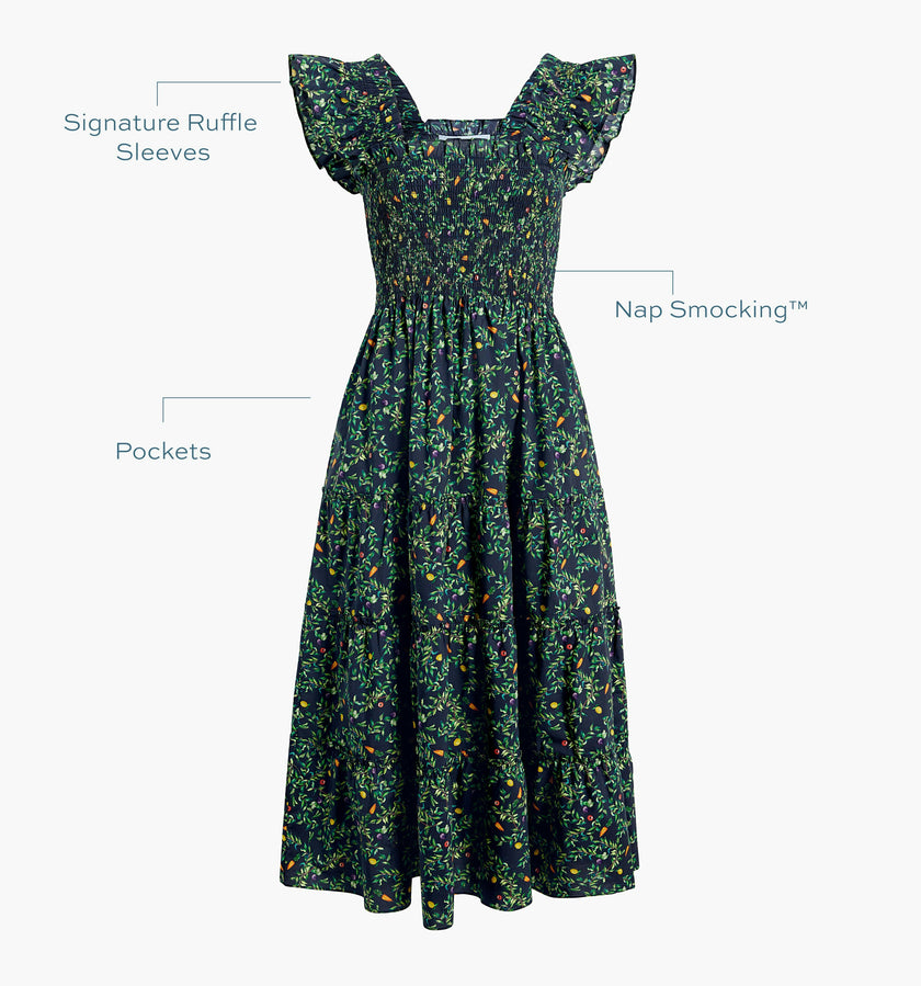 The Ellie Nap Dress - Midnight Garden Poplin