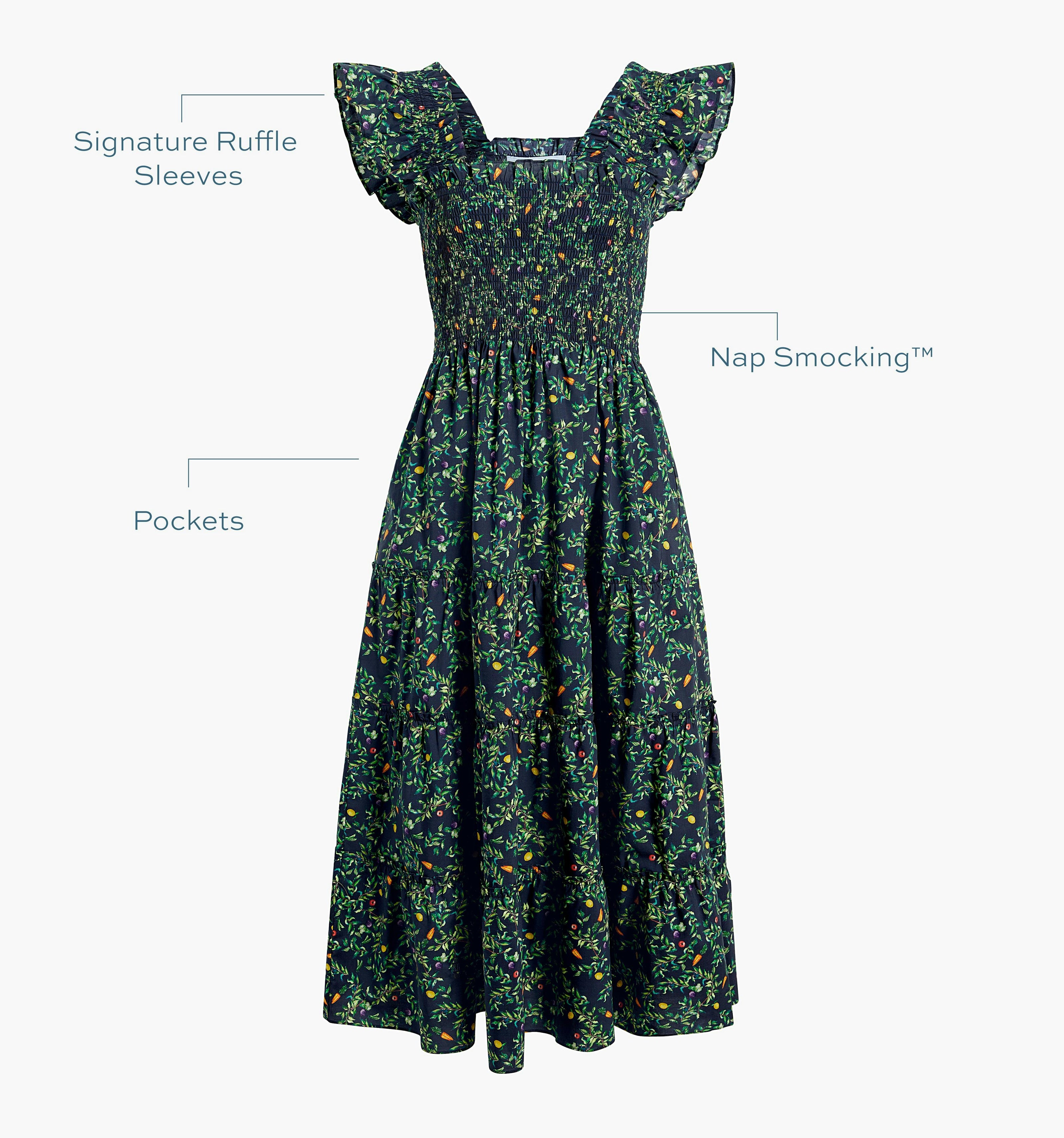 The Ellie Nap Dress - Midnight Garden Poplin