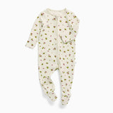 Woodland Leaves Ribbed Clever Zip Baby Pajamas