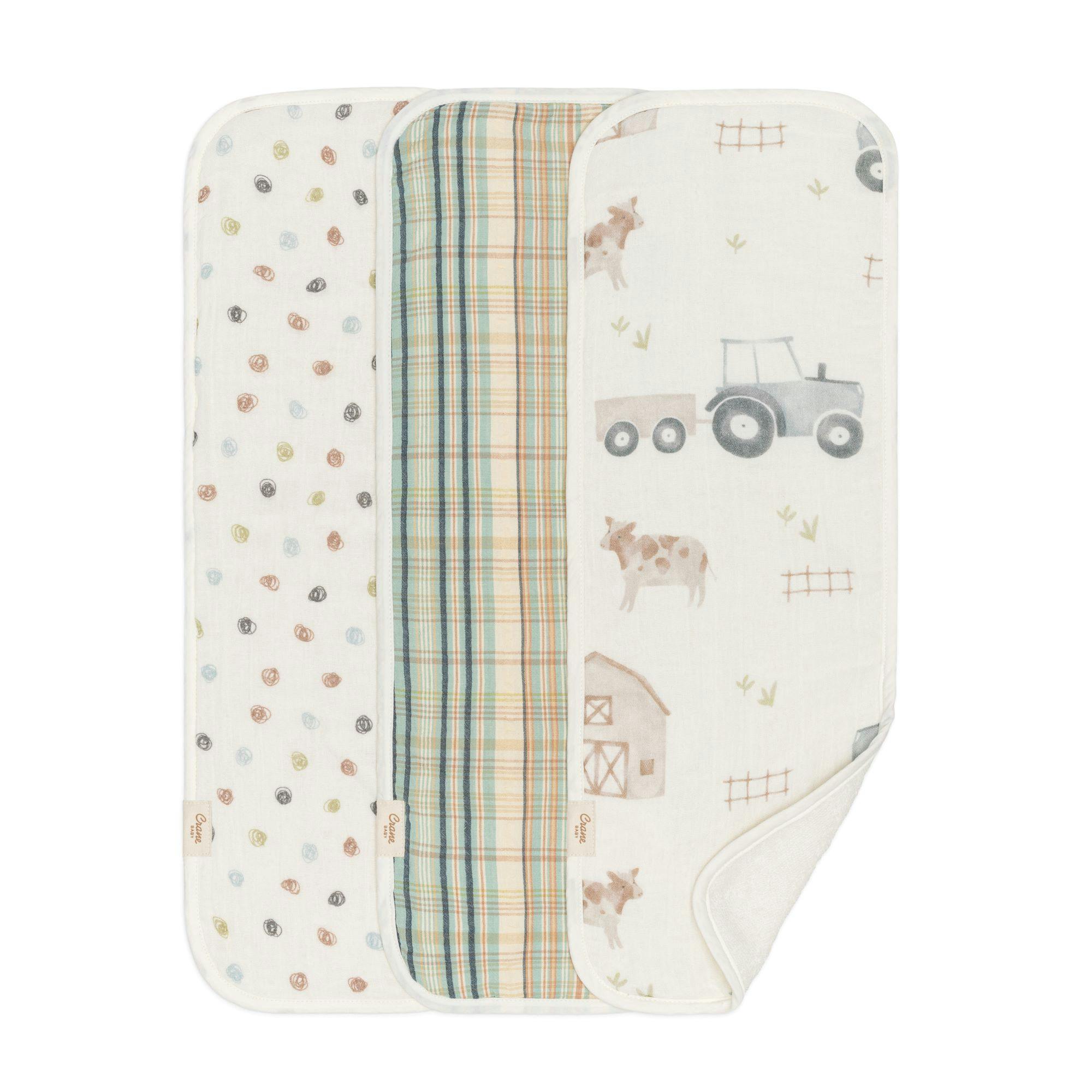 Charlie Tractor Cotton Burp Cloth (Set of 3)