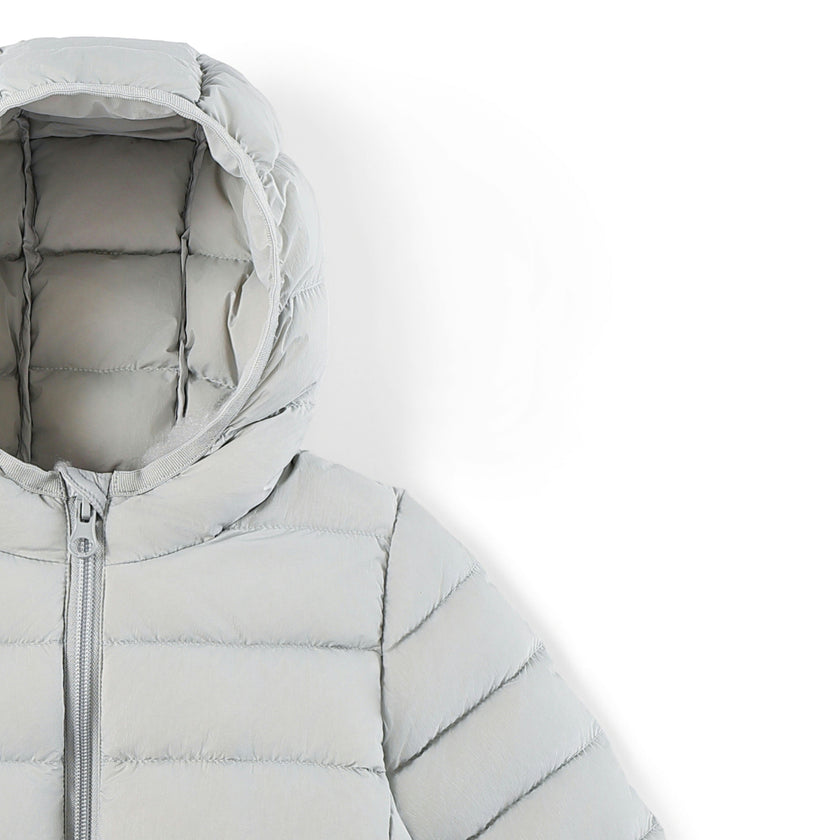 Blue Down Quilted Hooded Puffer Jacket