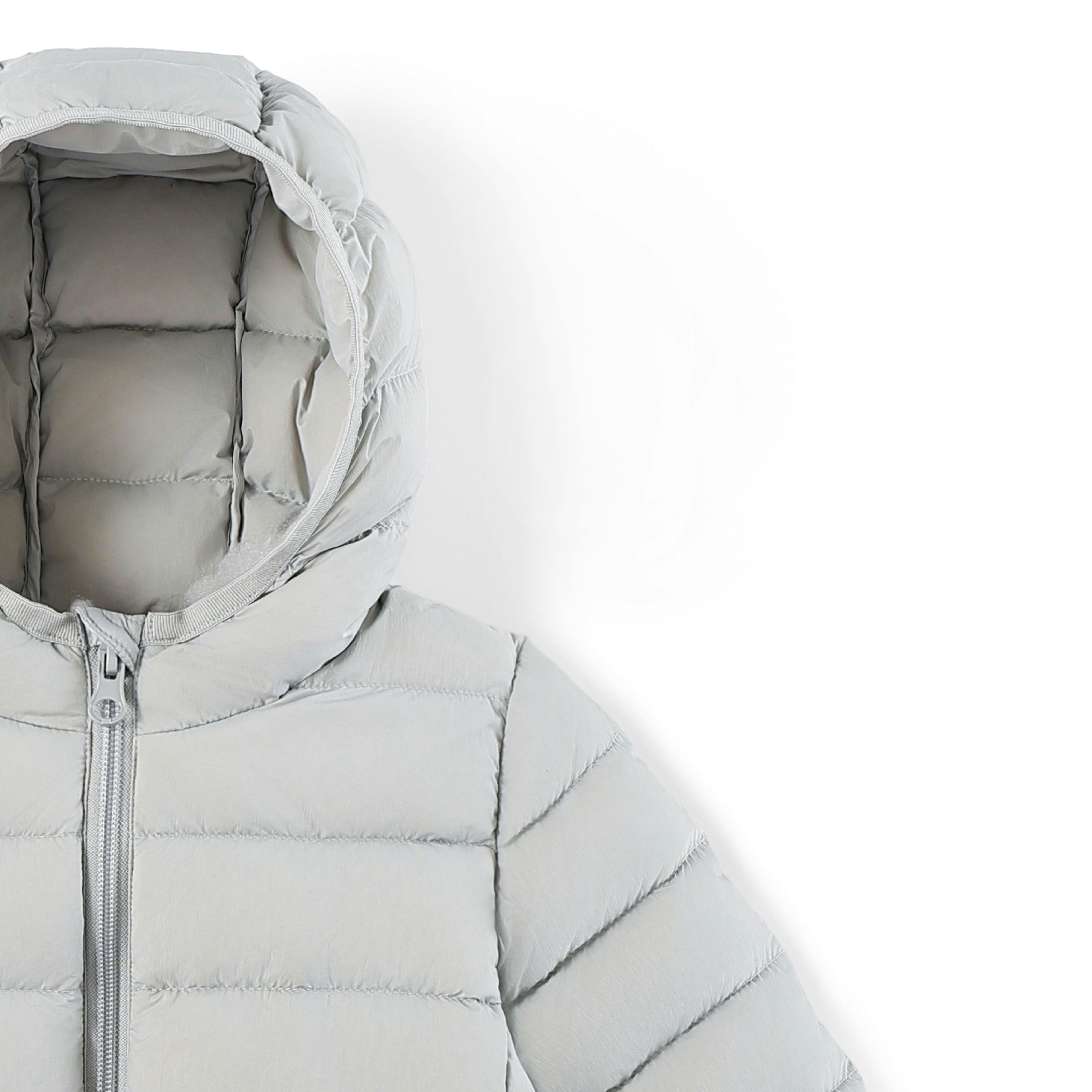 Blue Down Quilted Hooded Puffer Jacket