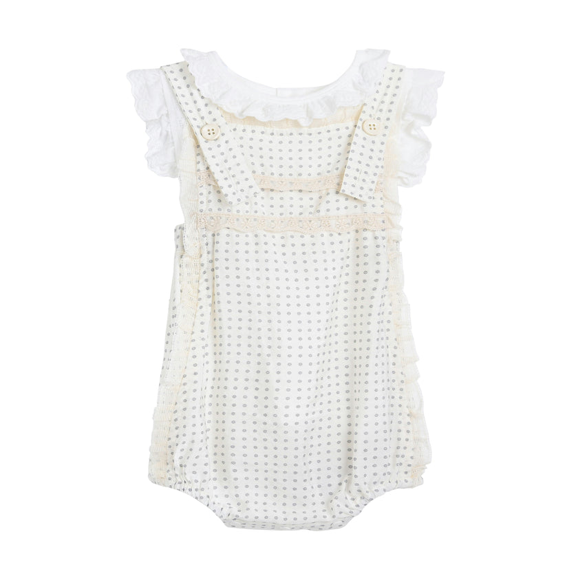 Beige Dotted Lace Romper