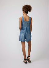 Sleeveless Soft Denim Maternity Romper