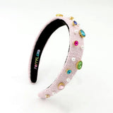Light Pink Tweed Bejeweled Headband