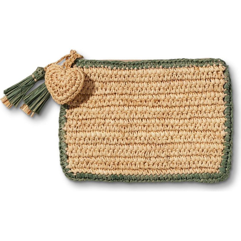 Small Raffia Pouch with Border