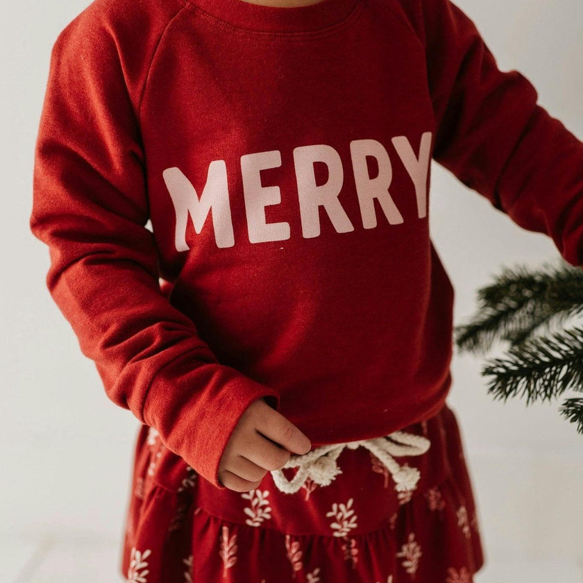 Raglan Sweatshirt Merry in Berry Red
