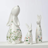 Ivory & Pink Ceramic Bunny Rabbit Figurine Easter Tabletop Home Decor