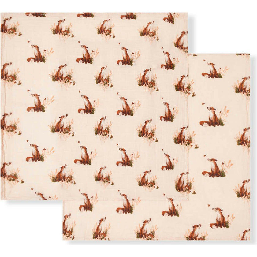 Floral Organic Cotton Muslin Two-Piece Burp Cloth Set