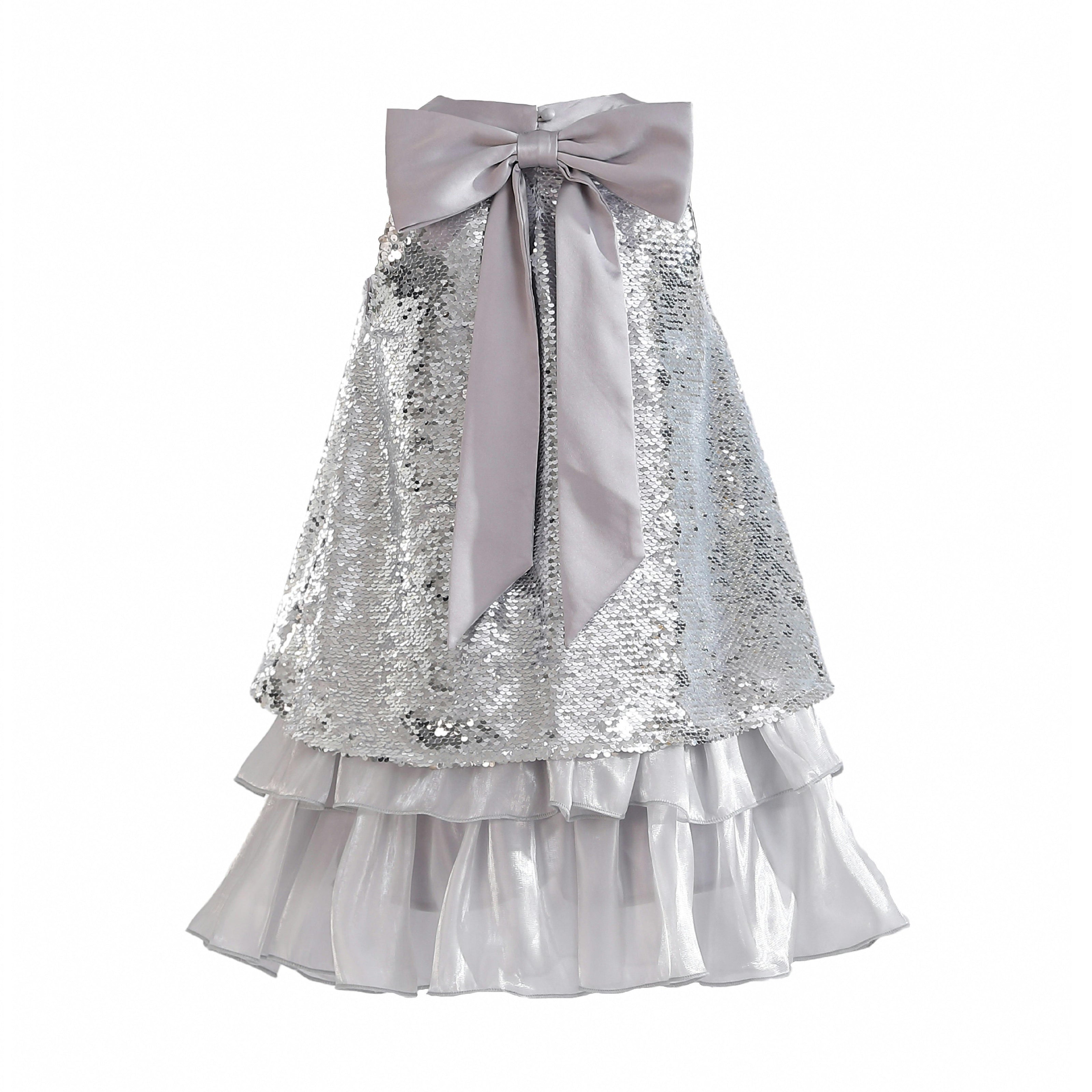 Purple Sylvara Sequin Ruffle Skirt Set