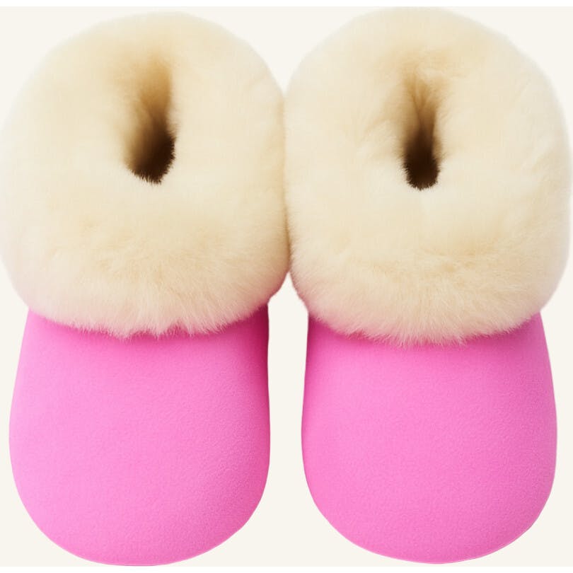 Kids Genuine Alpaca Fur Slippers | Handmade in Peru | Naturally Hypoallergenic | Fuchsia Blossom