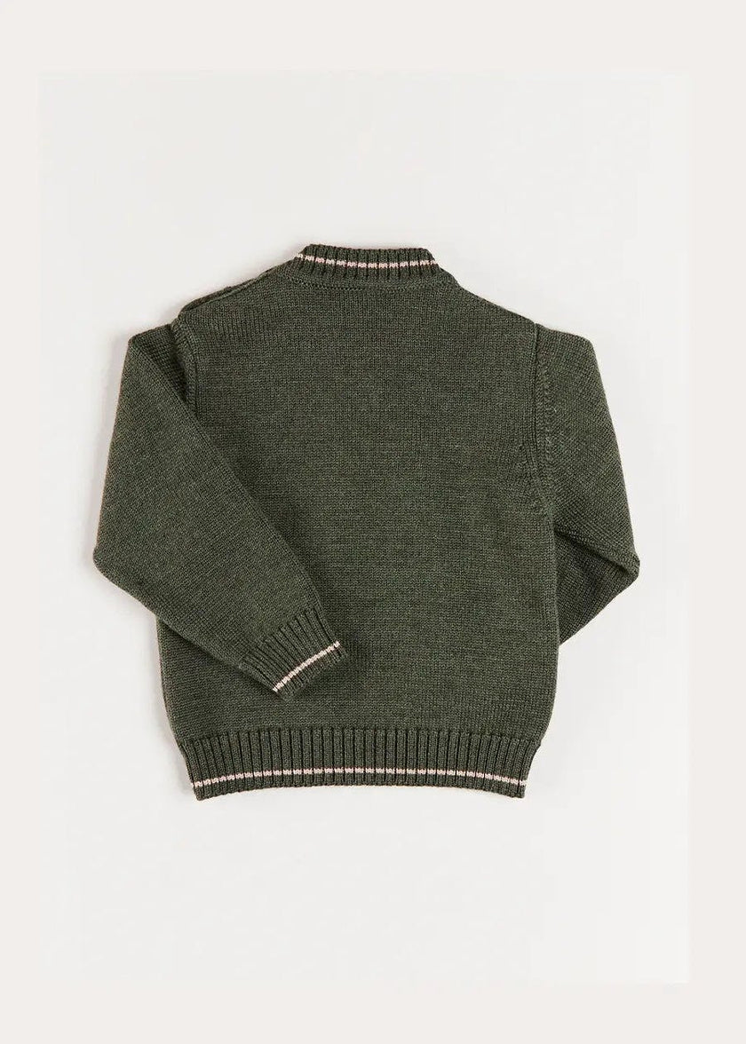 Corgi Embroidered Button Detail Jumper in Green (18mths-10yrs)
