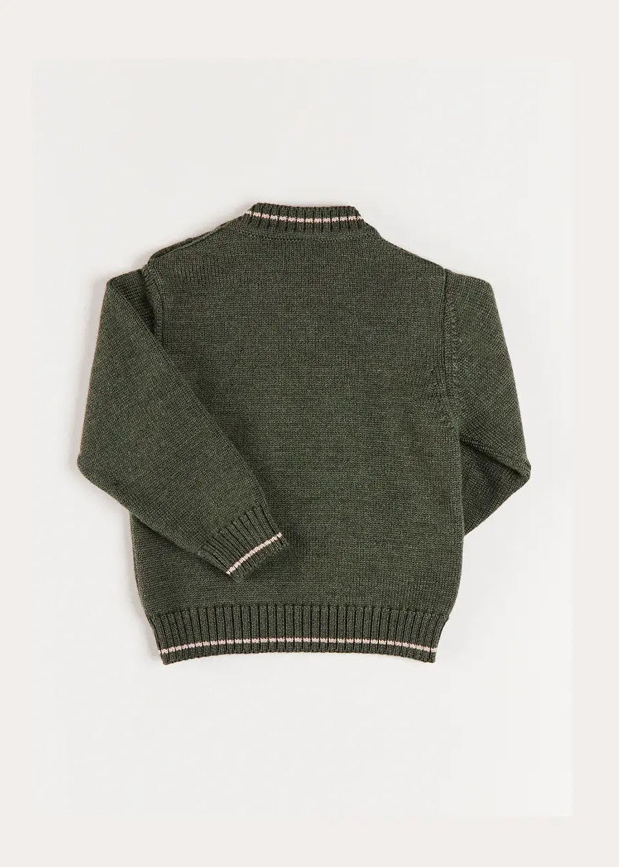 Corgi Embroidered Button Detail Jumper in Green (18mths-10yrs)
