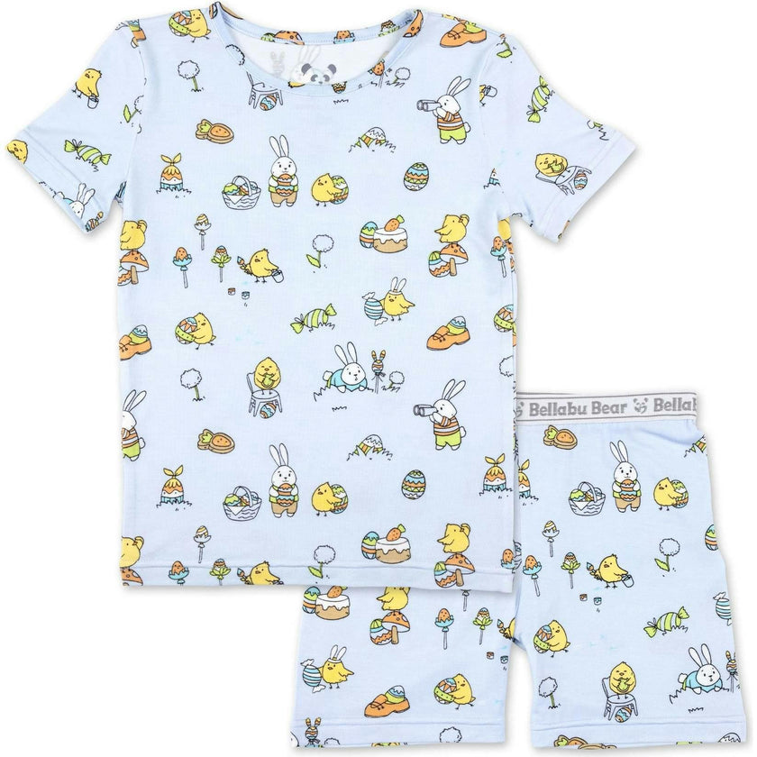 Easter Blue Kids Bamboo Short Set