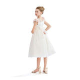 White Silvera Dress with Pink Petal Trim