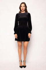 Lena Dress in Black Velvet